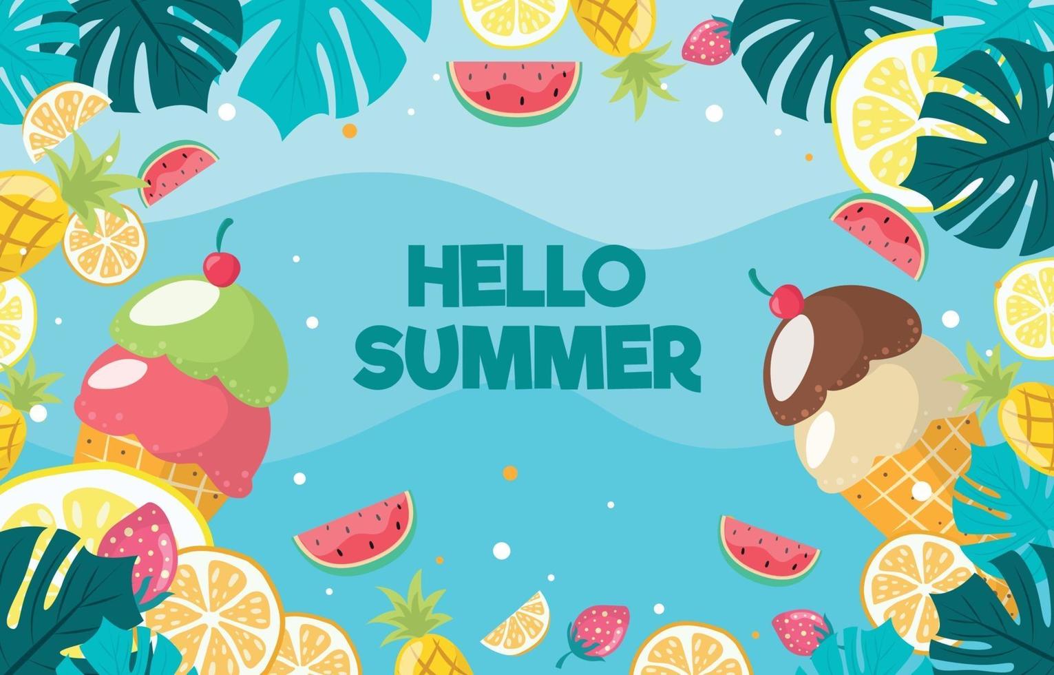 Summer Food in Flat Design Background vector