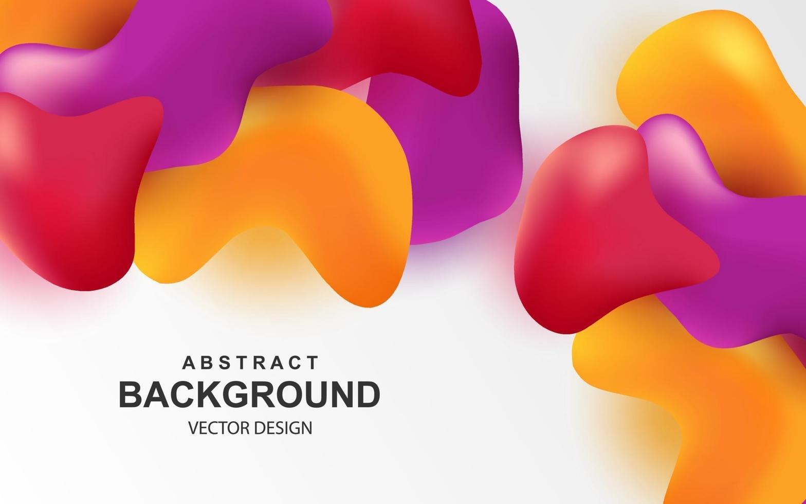 Fondo abstracto colorido con objetos 3d multicolores elementos realistas de color rojo brillante naranja y morado vector