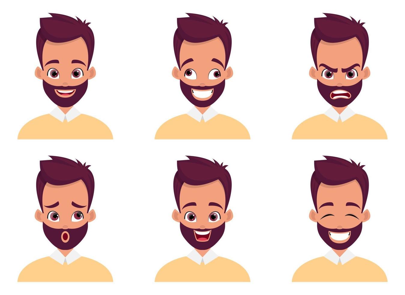 Ilustración de diseño de vector de expresión de cara de hombre aislado sobre fondo blanco