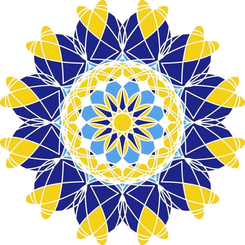 Mandala in Azulejo style, Portuguese circular ornament. vector