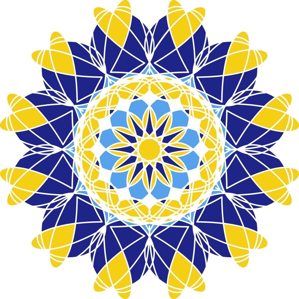 Mandala in Azulejo style, Portuguese circular ornament. vector