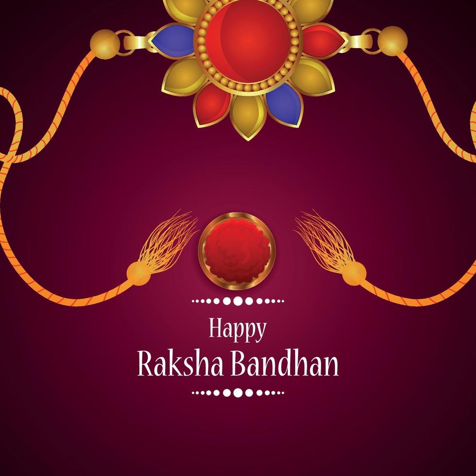 feliz tarjeta de felicitación de celebración raksha bandhan con ilustración creativa de rakhi vector