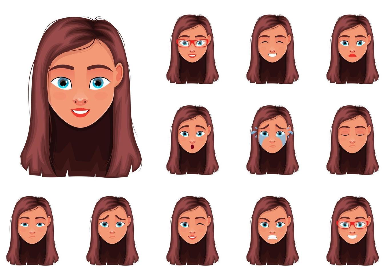 Woman face expression vector design illustration isolated on white background