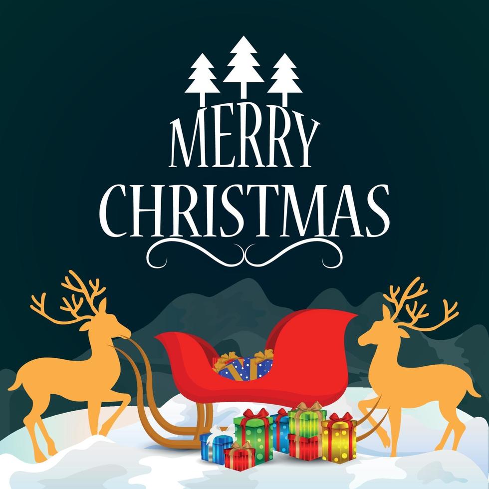 Tarjeta de felicitación de invitación de feliz Navidad con ilustración vectorial de regalos sobre fondo creativo vector