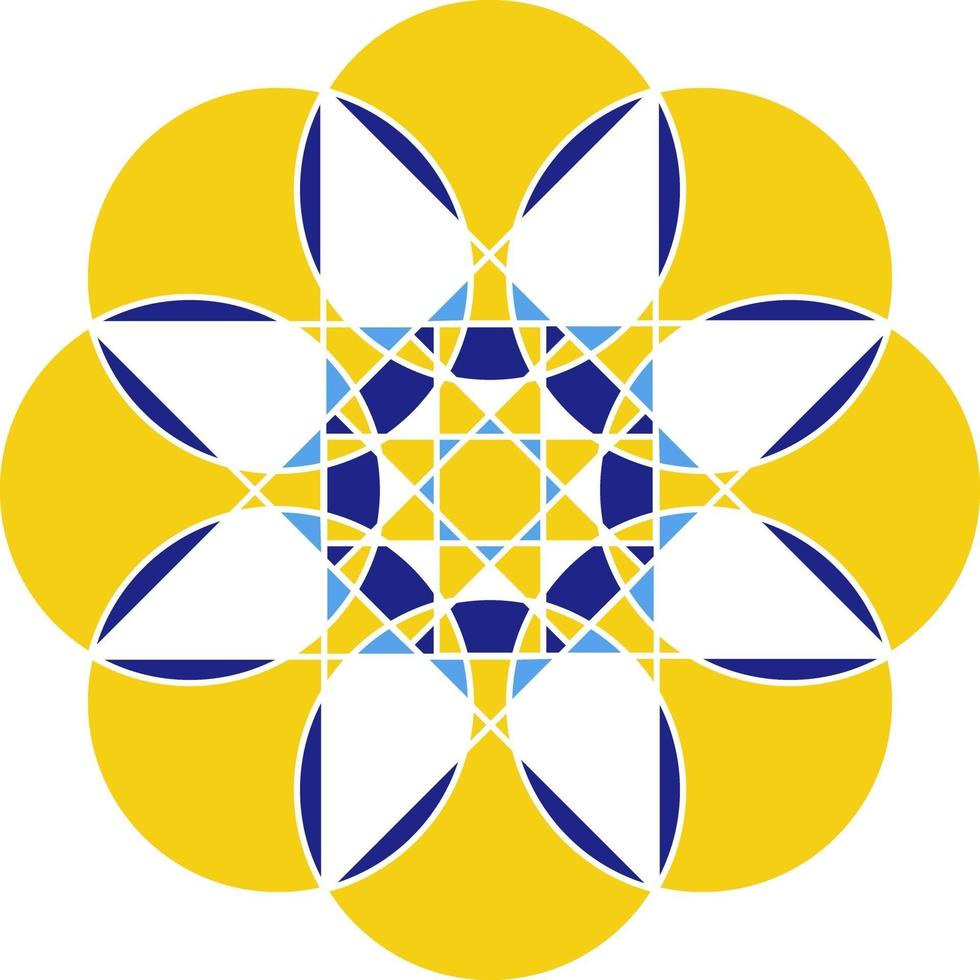 mandala en estilo azulejo, ornamento circular portugués. vector