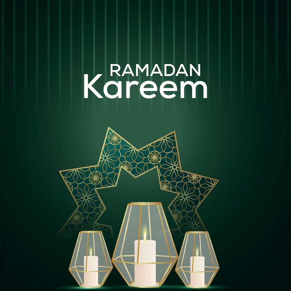 Ramadan kareem invitation background with arabic lantern vector