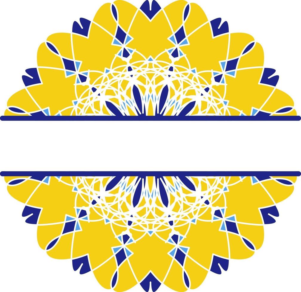 Mandala in Azulejo style, Portuguese circular ornament. vector