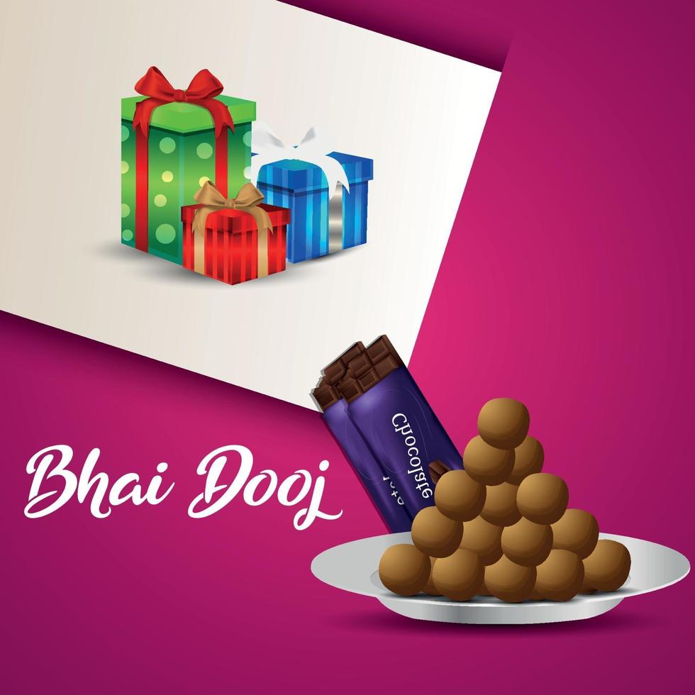Indian festival of happy bhai dooj celebration with vector illustration gifts and sweets
