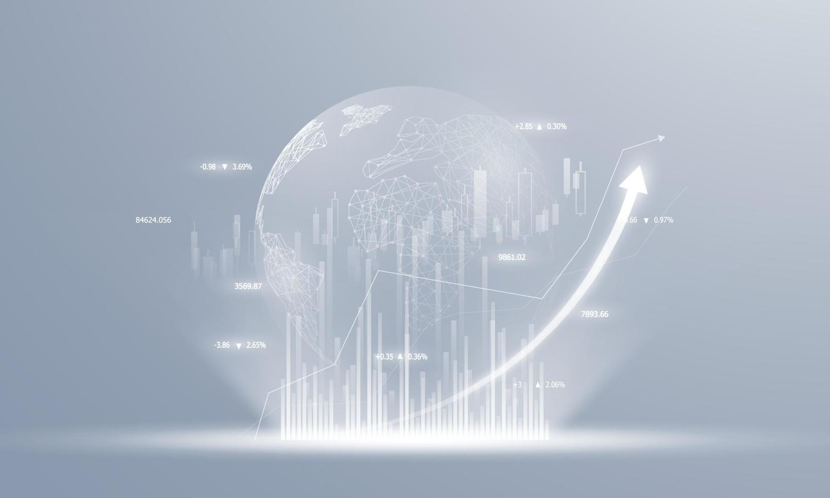 mercado de valores, gráfico económico con diagramas, conceptos e informes comerciales y financieros, fondo del concepto de comunicación de tecnología abstracta vector