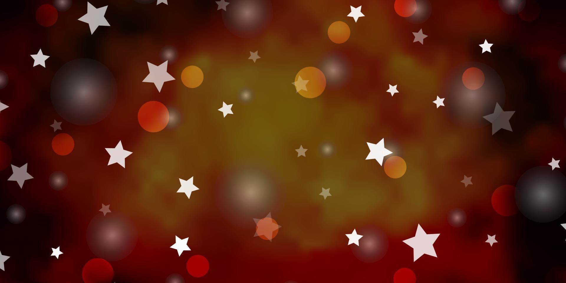 Dark Orange vector template with circles, stars.