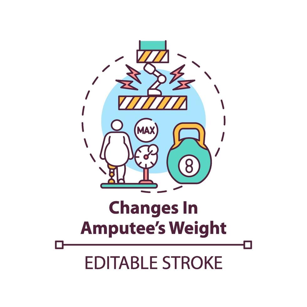 cambios en el icono del concepto de peso amputado vector