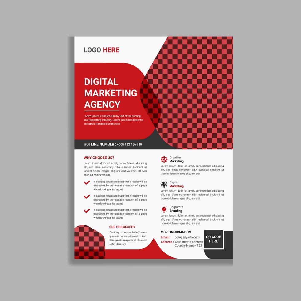 Red and Black Modern Business Flyer Template Design vector