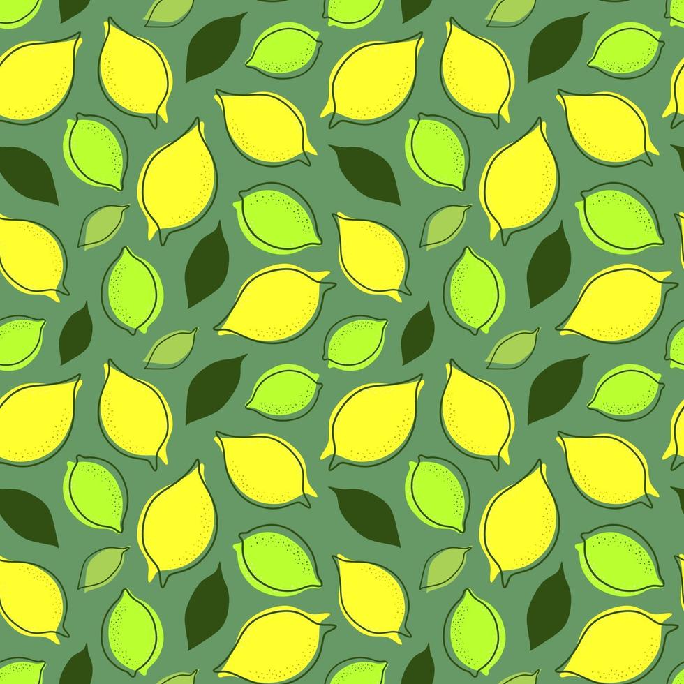 SEAMLESS MINT BACKGROUND WITH LEMON FRUIT AND LEAVES vector