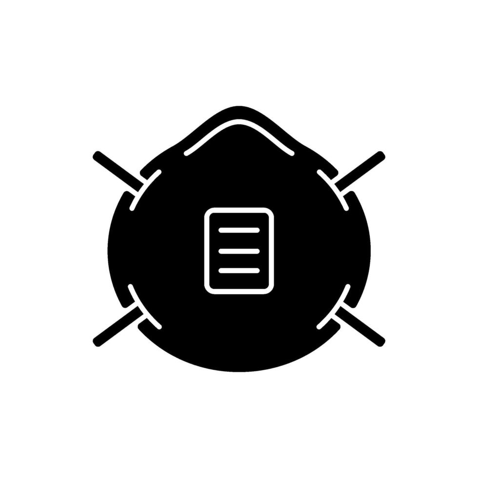 N 95 mask black glyph icon vector