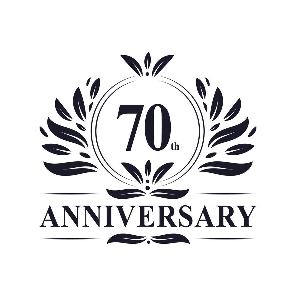 70th Anniversary celebration, luxurious 70 years Anniversary logo design. vector