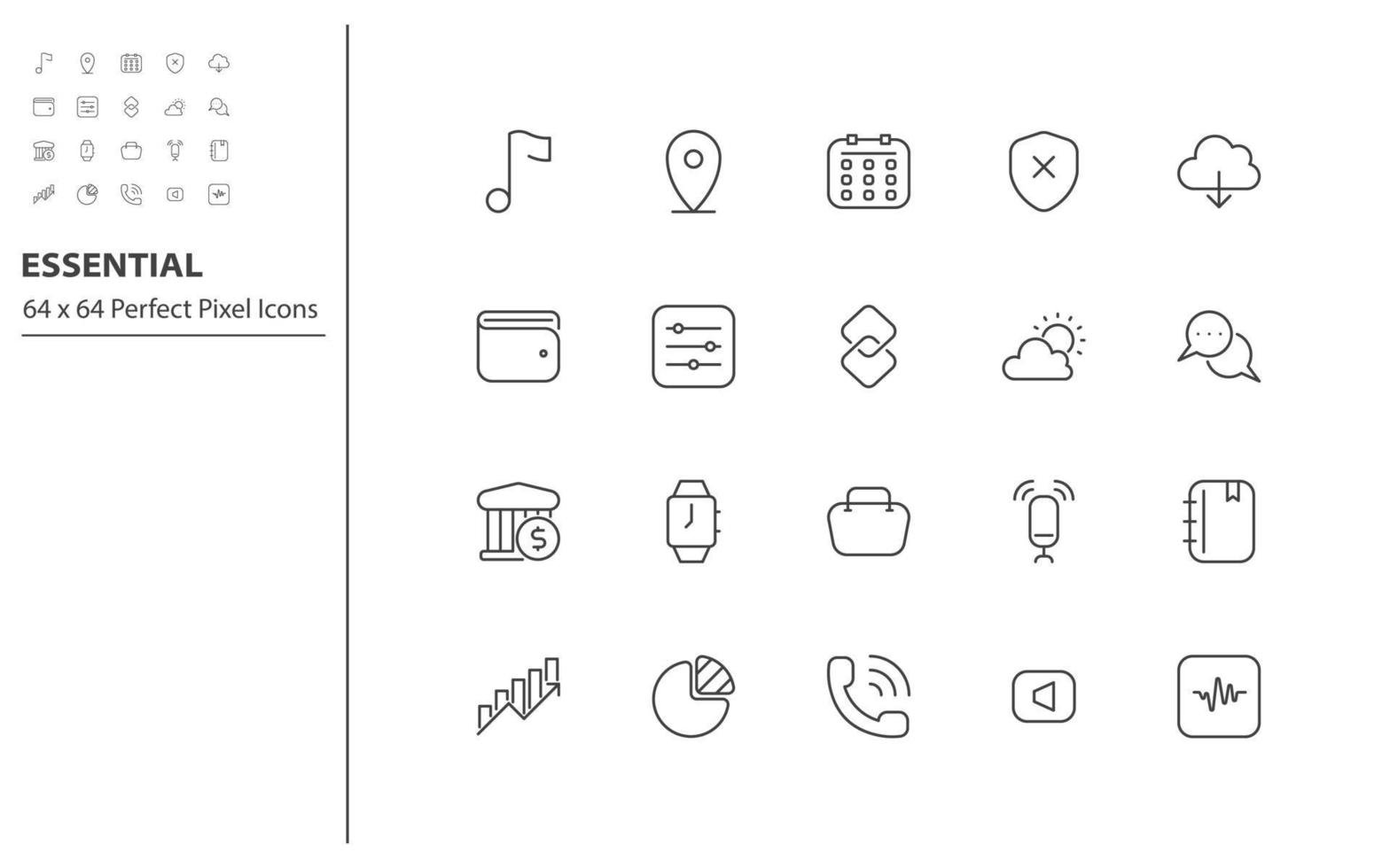 set of essential thin line icons vector