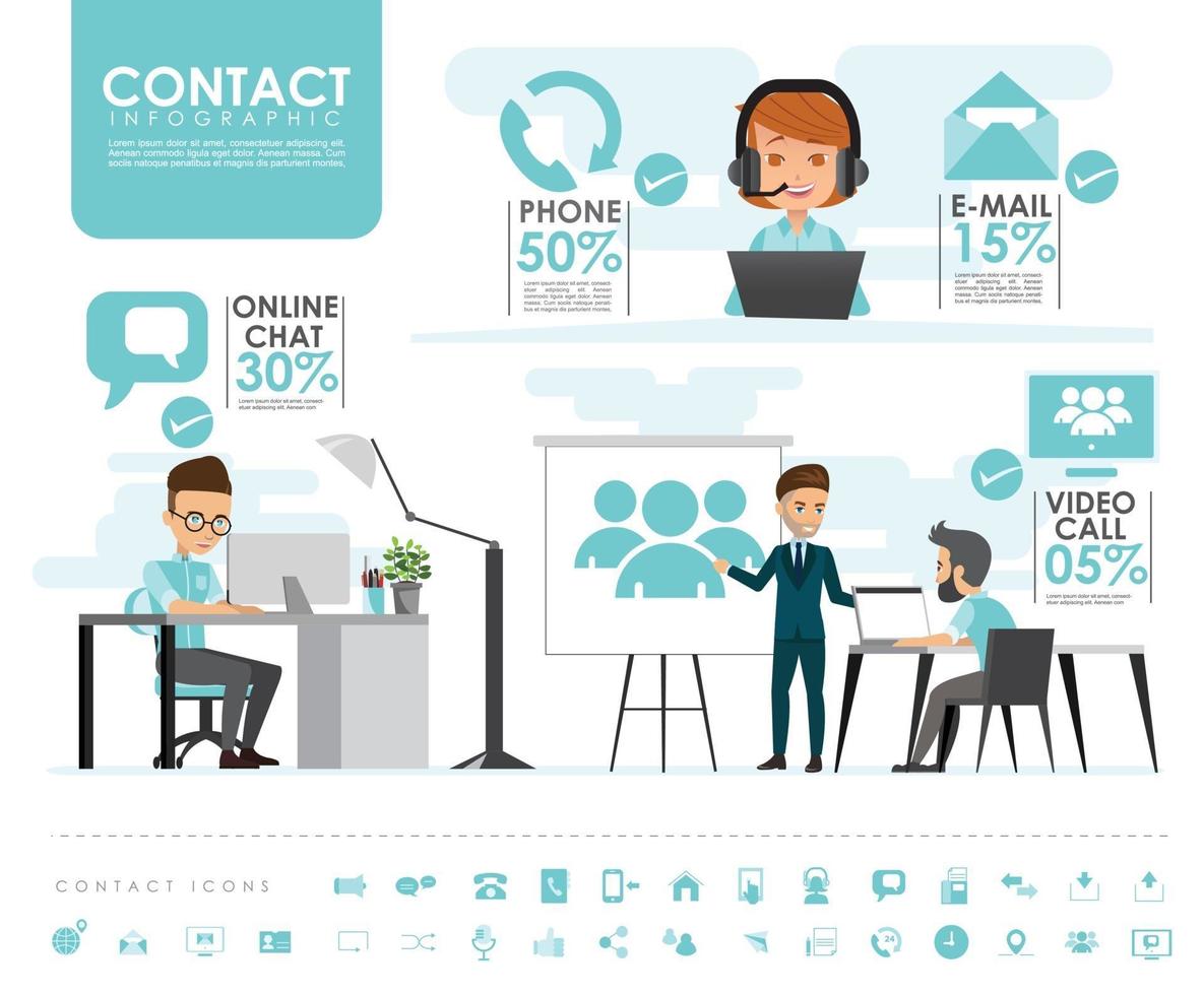 contact us info graphics set with icons vector