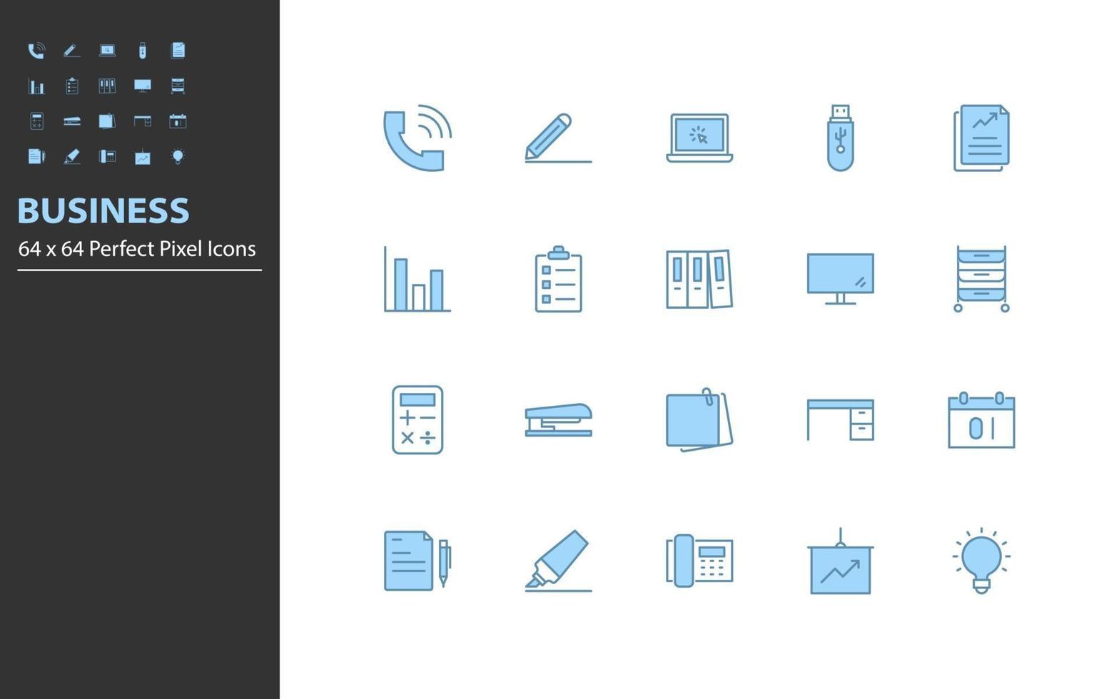 set of office thin line icons vector