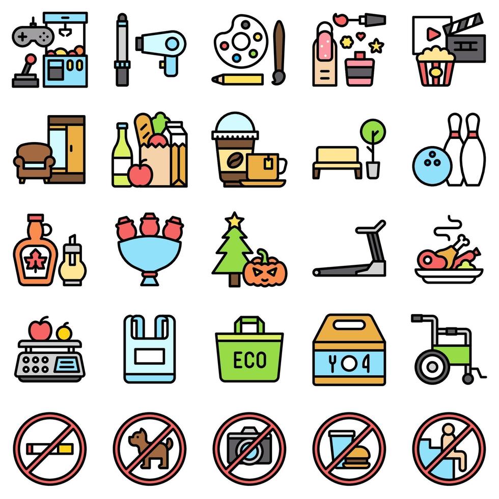 Supermarket and Shopping mall related icon set 5, fiiled style vector