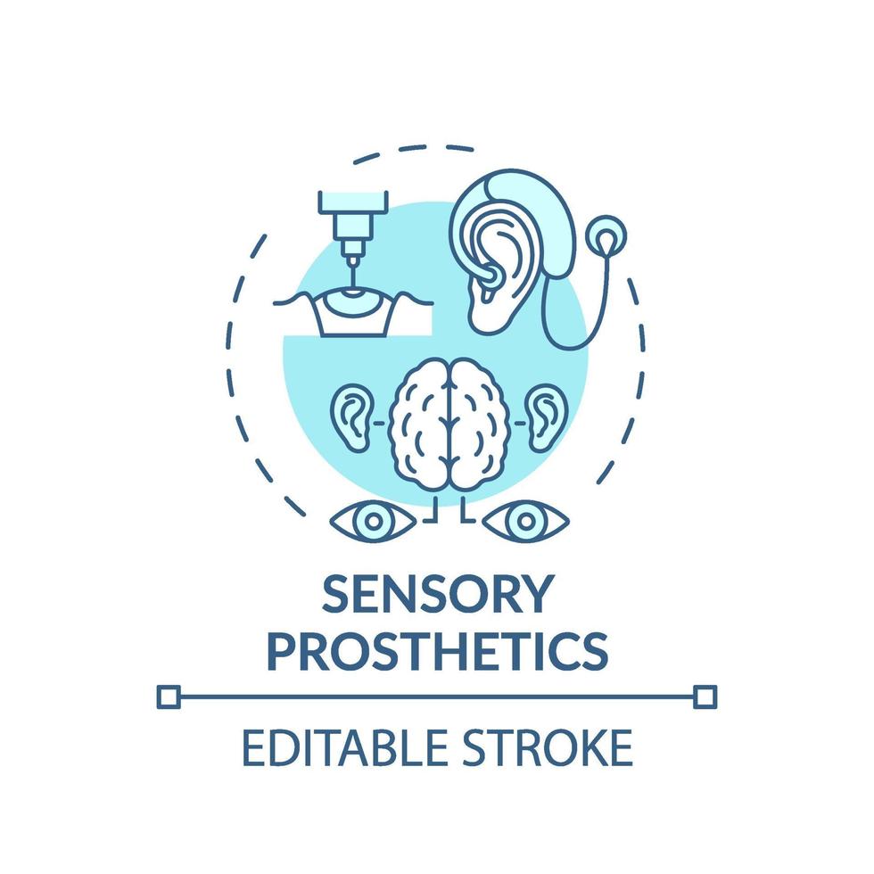 icono del concepto de prótesis sensorial vector