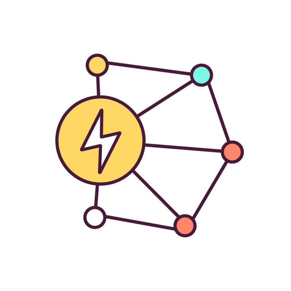 Power transmission network RGB color icon vector