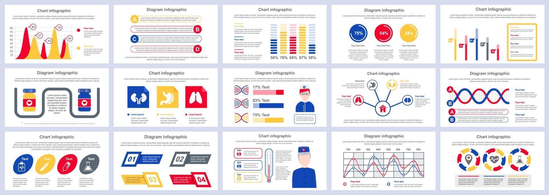 Medical services infographics presentation slides template vector design template