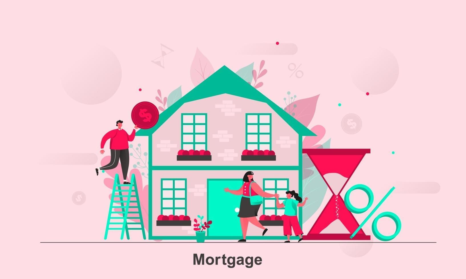 Mortgage web concept design in flat style vector illustration