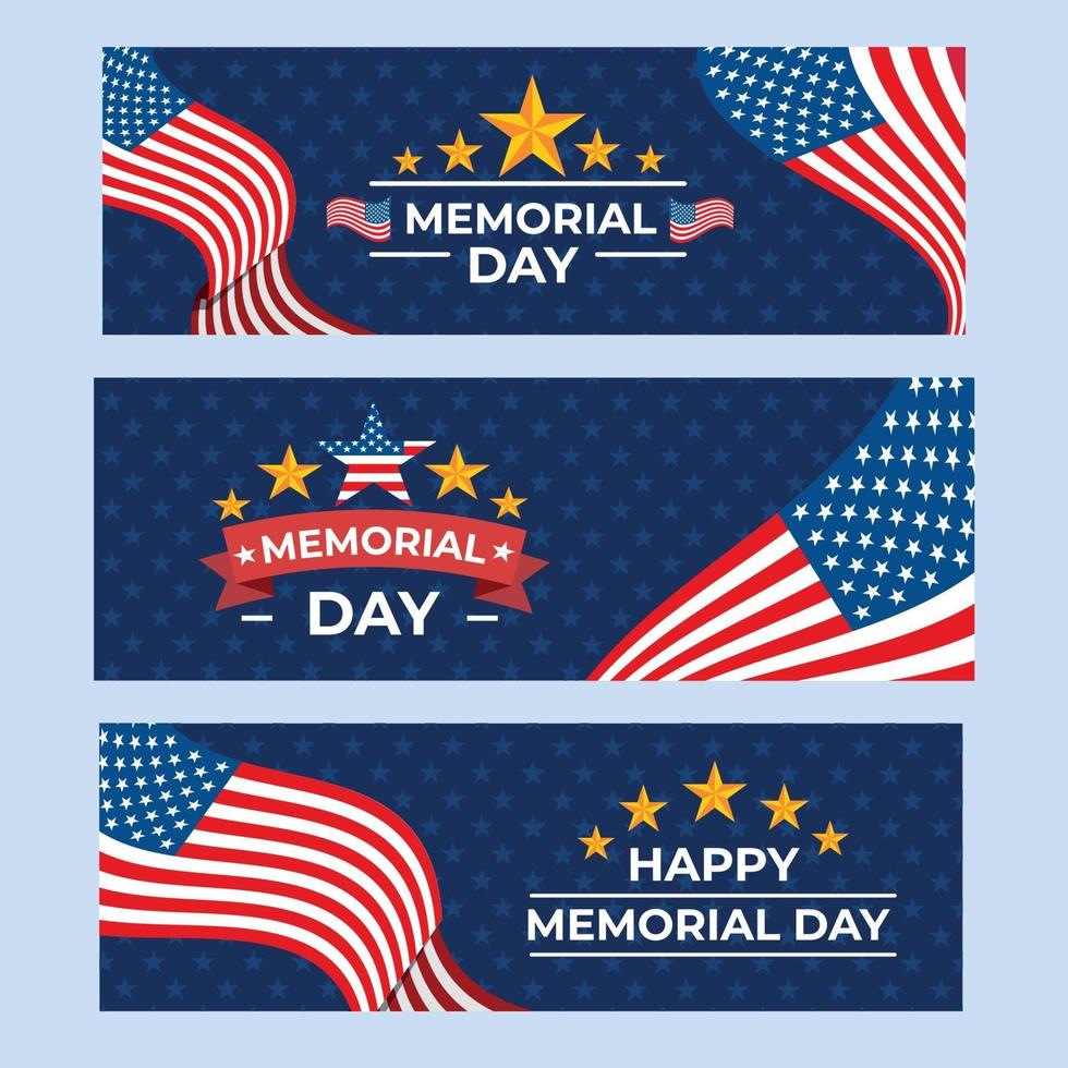 Happy Memorial Day USA Banner Collection vector