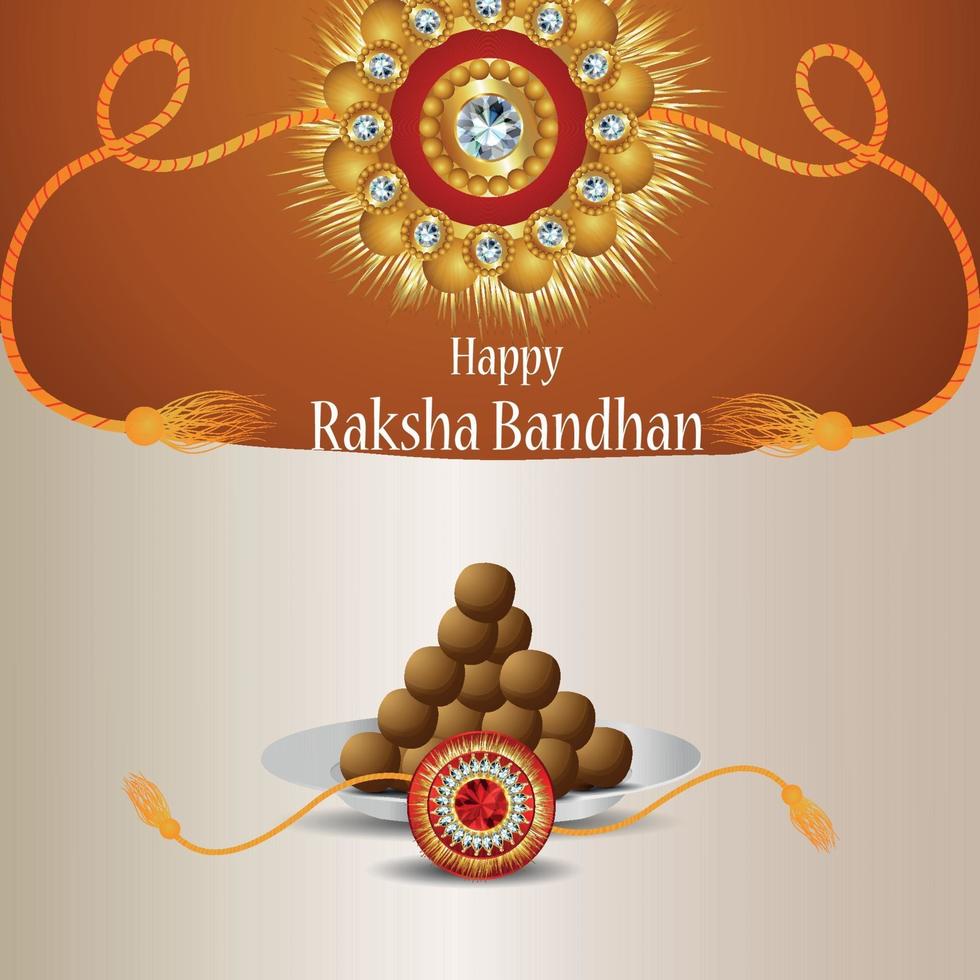 Creative crystal rakhi for indian festival happy raksha bandhan celebration greeting card vector