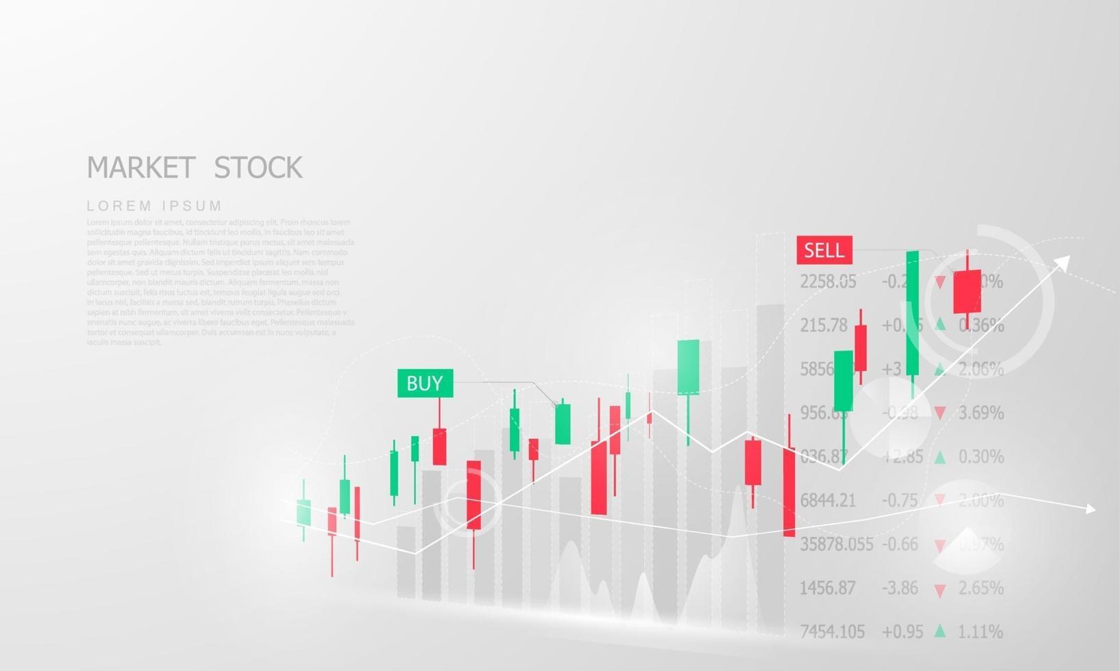 mercado de valores, gráfico económico con diagramas, conceptos e informes comerciales y financieros, fondo del concepto de comunicación de tecnología abstracta vector