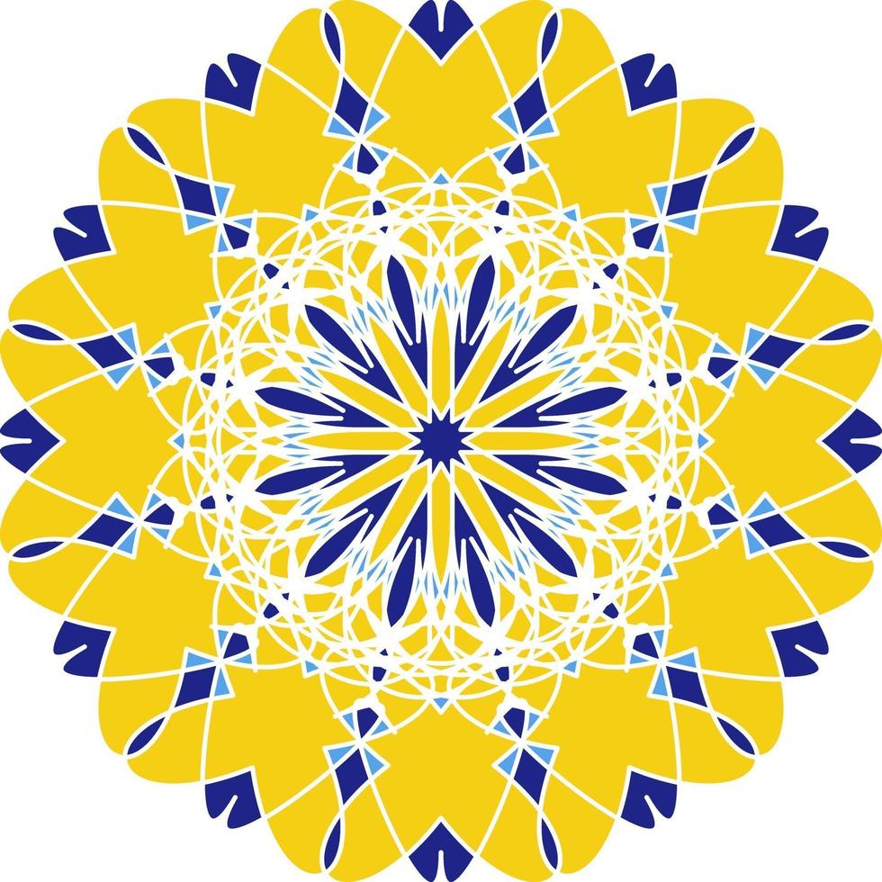Mandala in Azulejo style, Portuguese circular ornament. vector