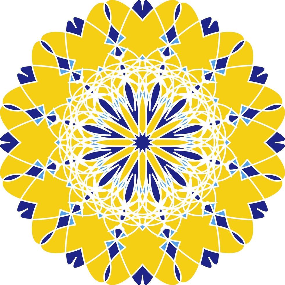 Mandala in Azulejo style, Portuguese circular ornament. vector