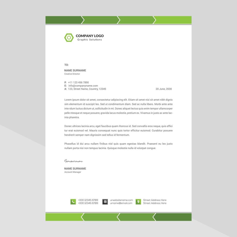 Corporate Business Letterhead Elegant and minimalist style letterhead template design full Vector