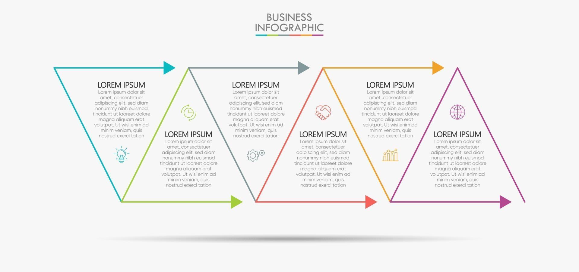 Infographic Thin Line Arrow Template With 6 Options vector