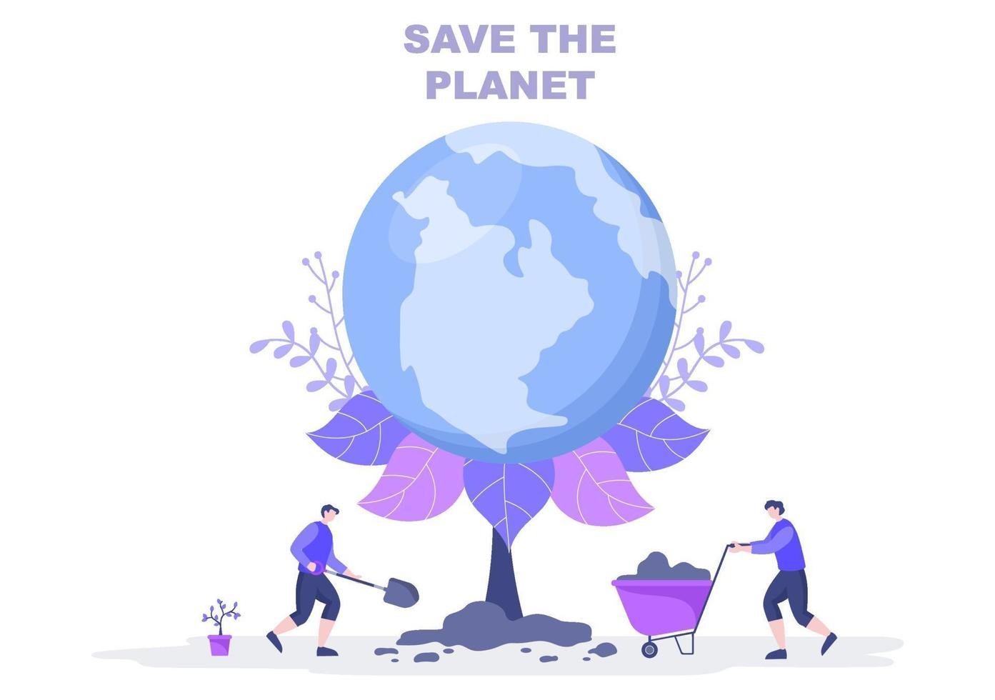 Save Our Planet Earth Illustration To Green Environment With Eco Friendly Concept and Protection From Natural Damage vector