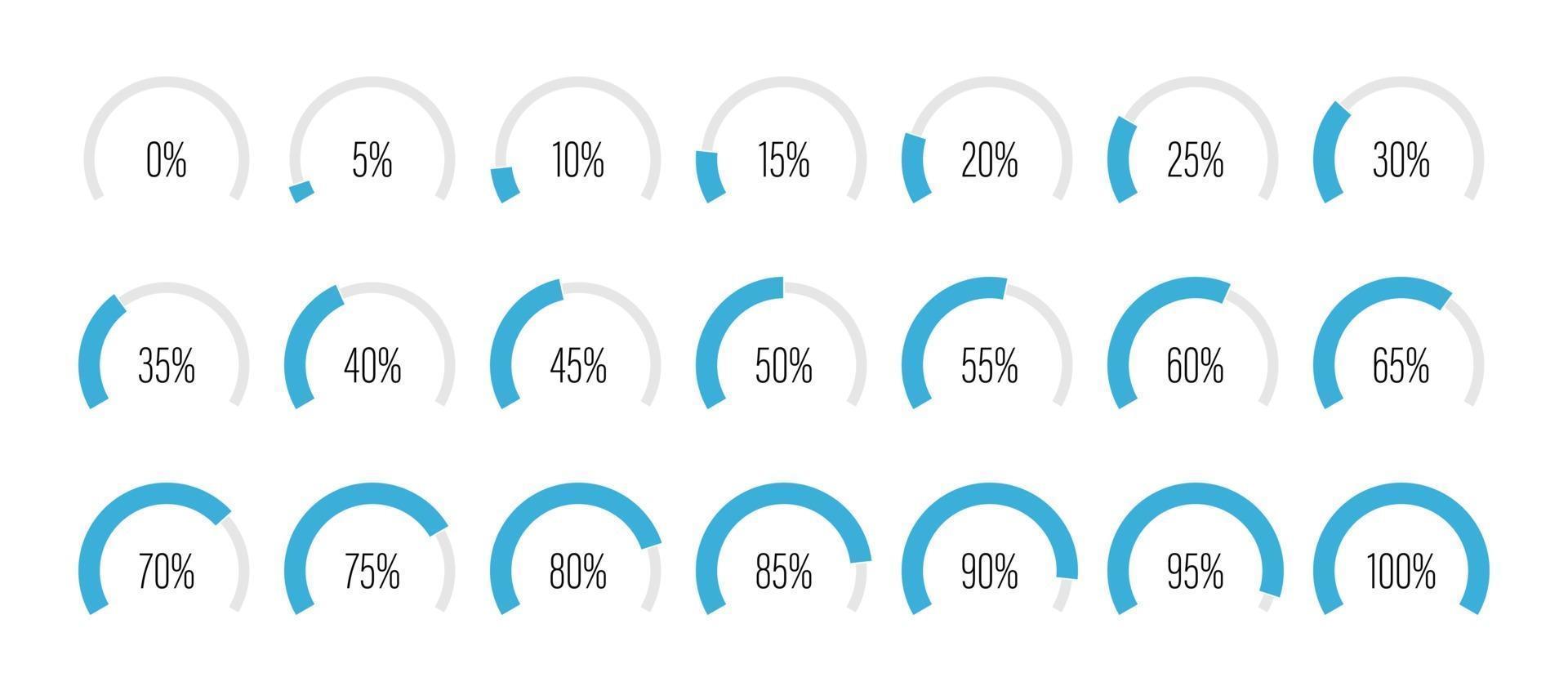 Set of arc percentage diagrams vector