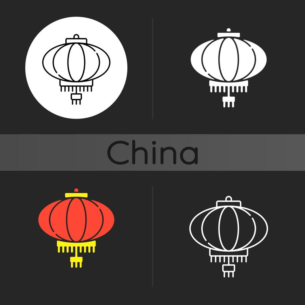 Chinese lantern dark theme icon vector