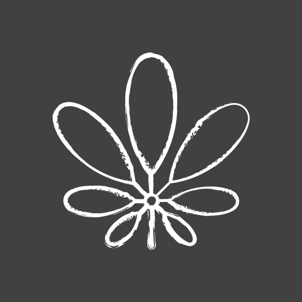 Schefflera tiza icono blanco sobre fondo negro vector