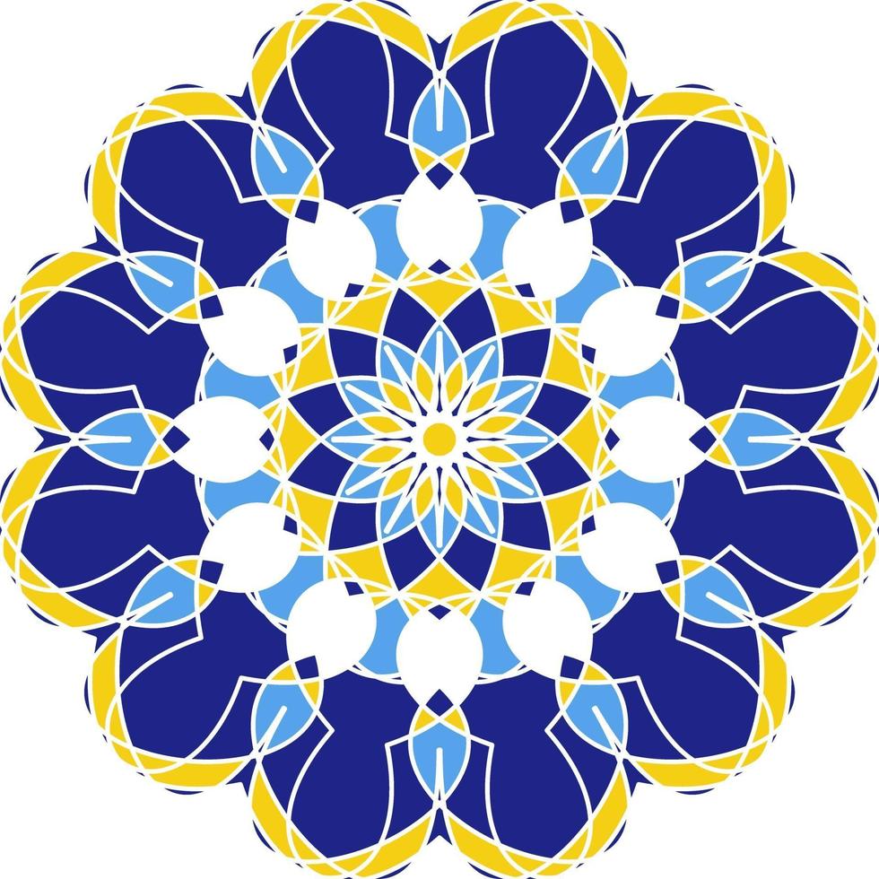 Mandala in Azulejo style, Portuguese circular ornament. vector