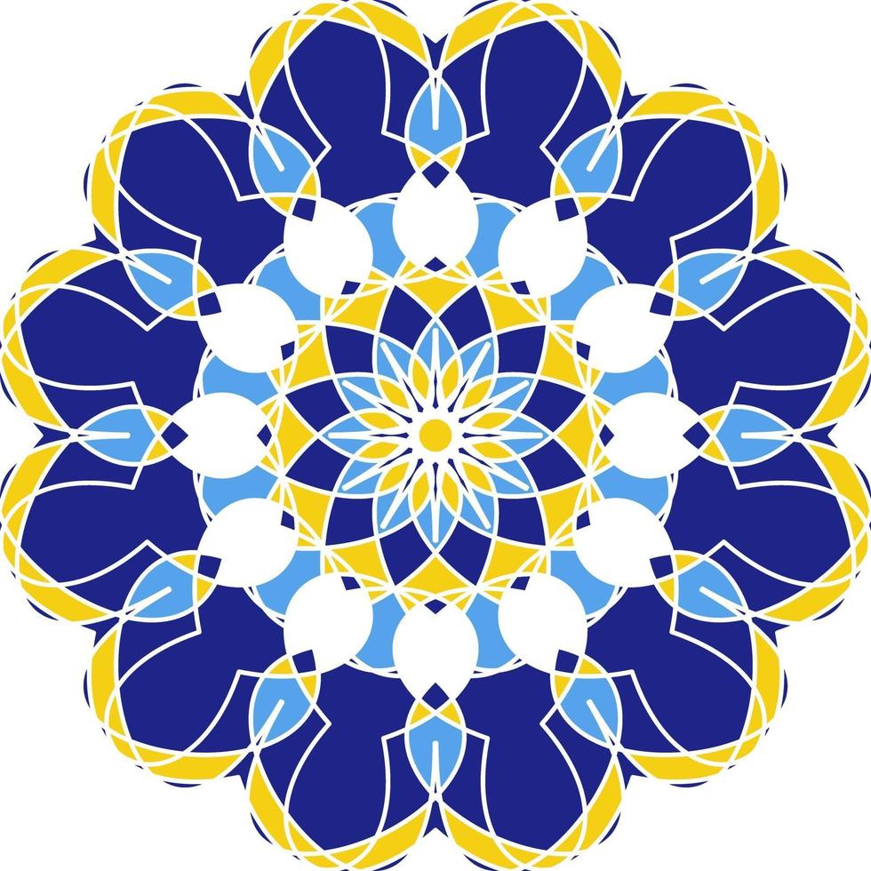 mandala en estilo azulejo, ornamento circular portugués. vector