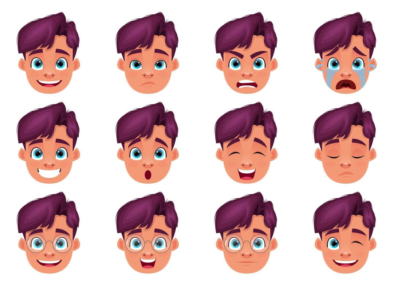 Boy face expression vector design illustration isolated on white background