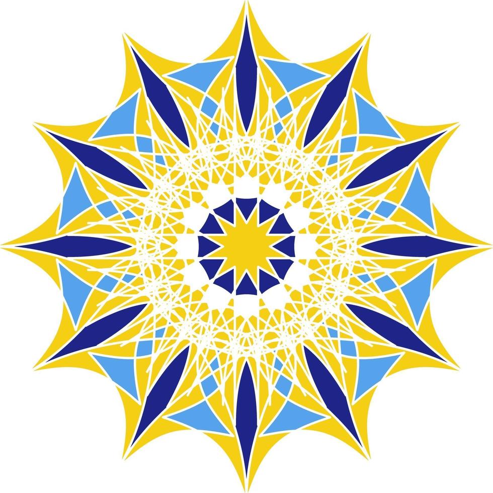 Mandala in Azulejo style, Portuguese circular ornament. vector