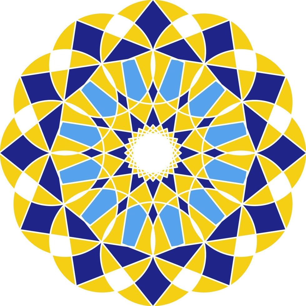 Mandala in Azulejo style, Portuguese circular ornament. vector