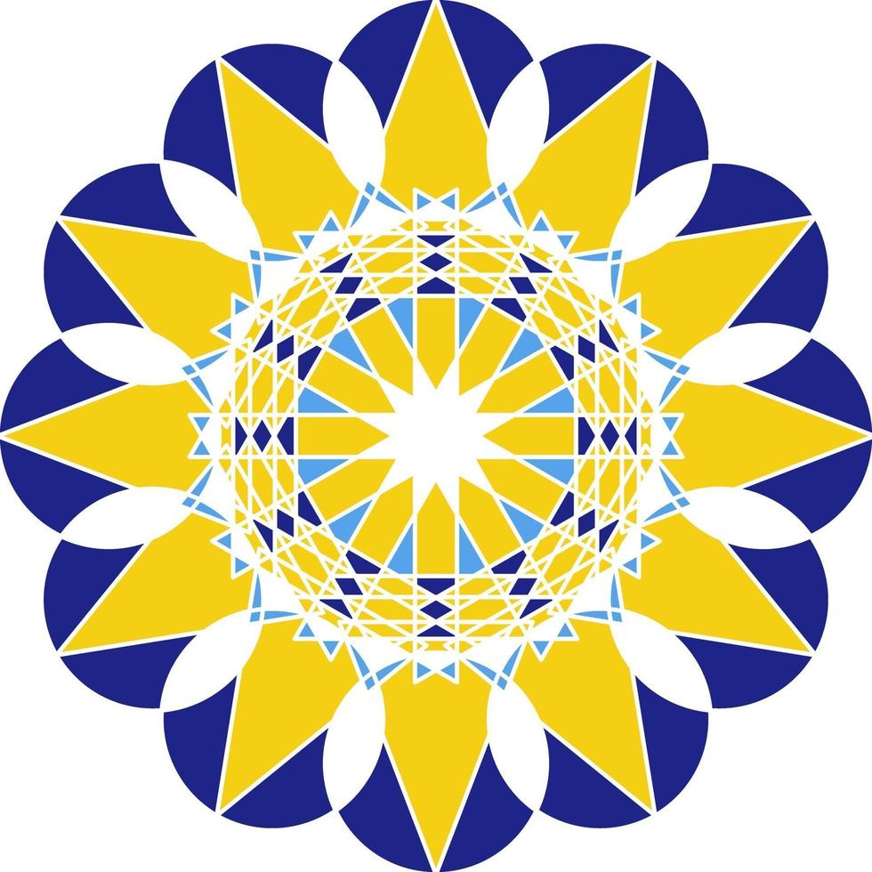 Mandala in Azulejo style, Portuguese circular ornament. vector
