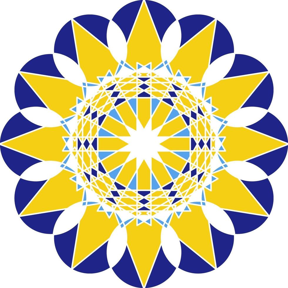 mandala en estilo azulejo, ornamento circular portugués. vector