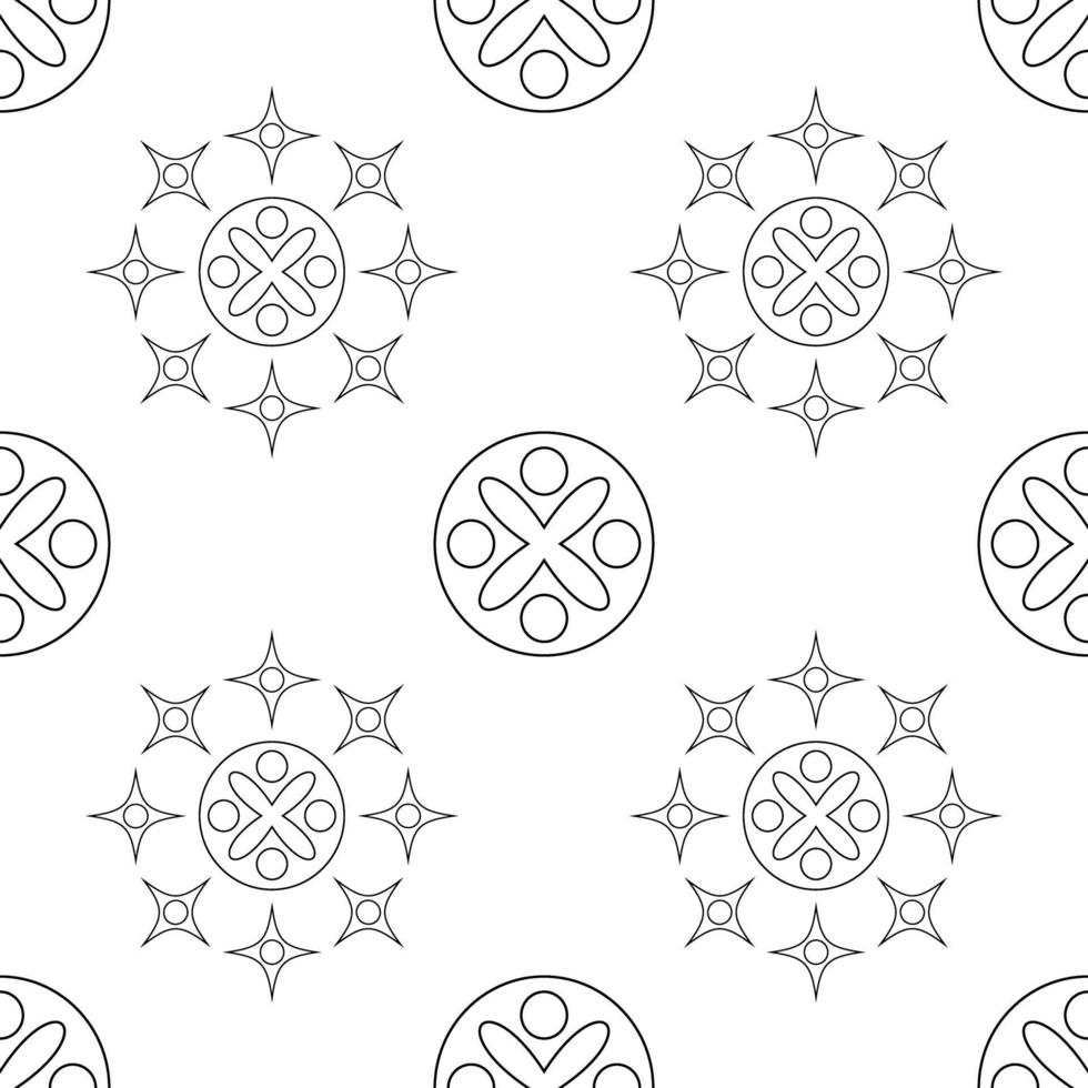 black and white seamless pattern geometric ornament vector