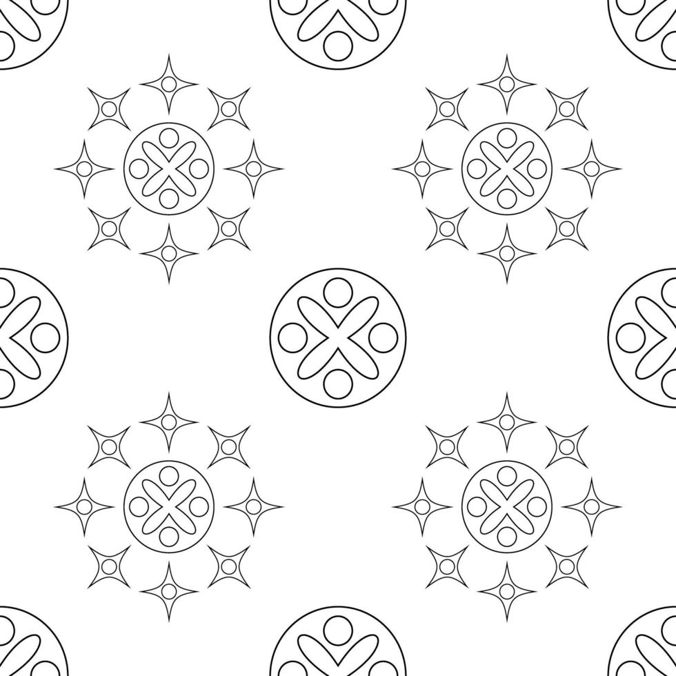 black and white seamless pattern geometric ornament vector