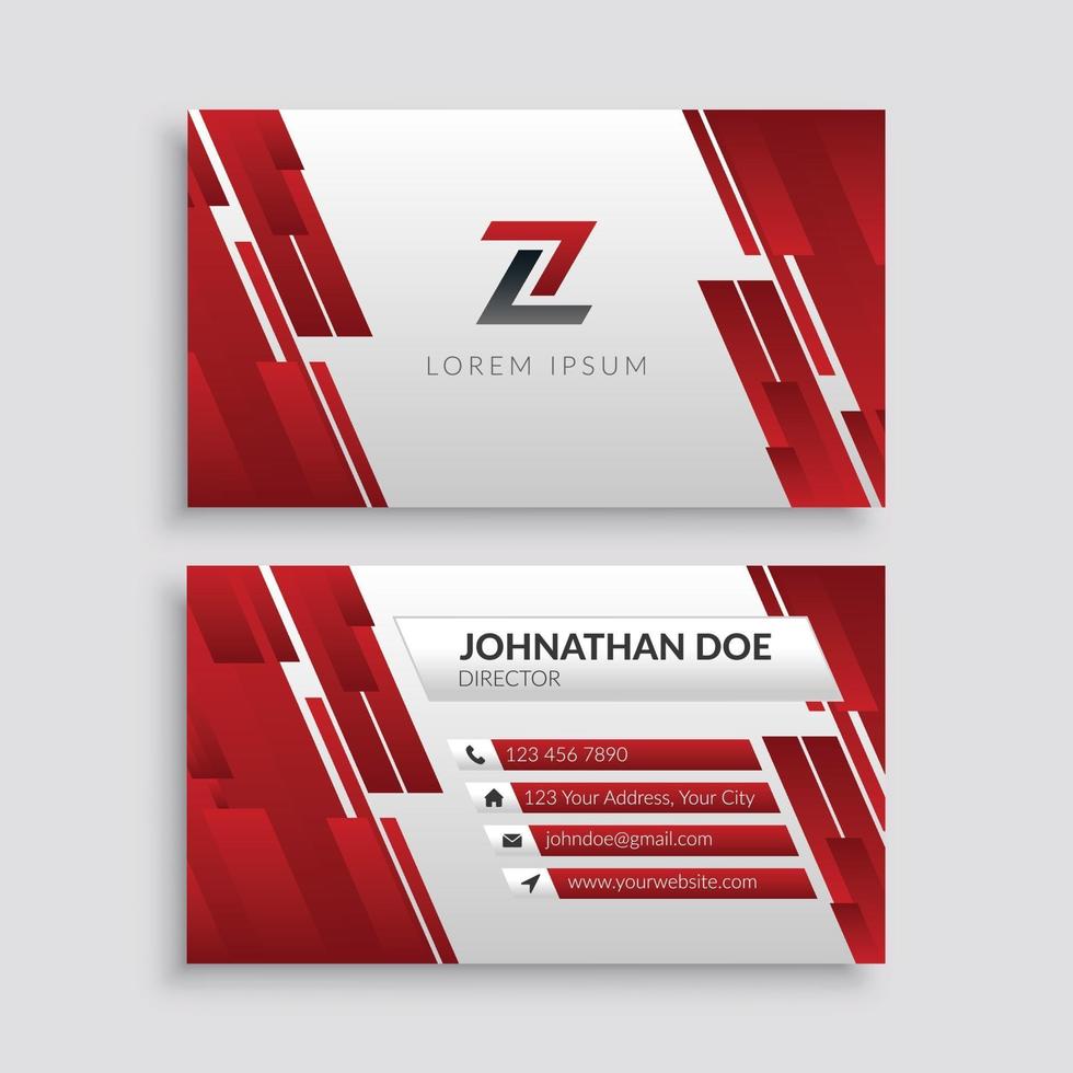 Abstract Modern Red Geometric Lines Business Card Template vector