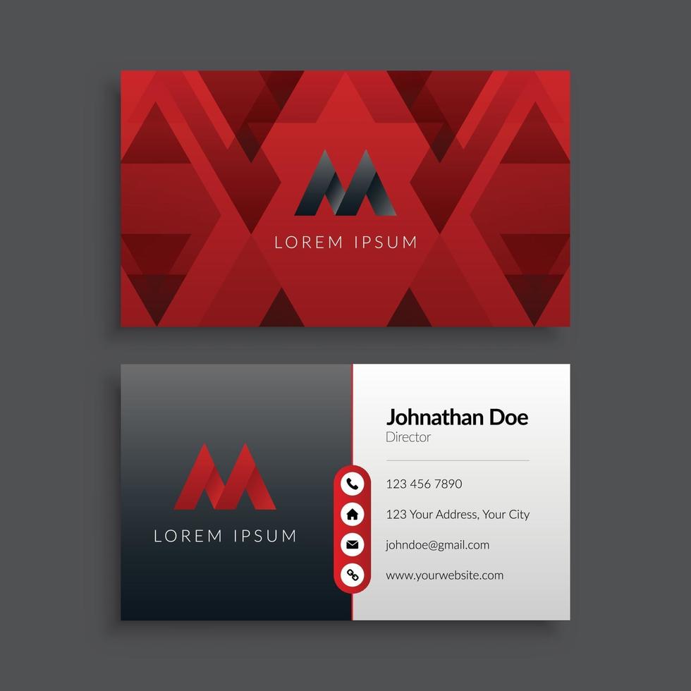 Abstract Geometric Red And Black Business Card Template vector