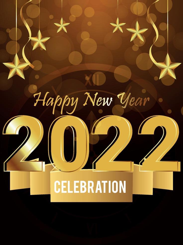 Glossy golden text effect of 2022 with creative background vector